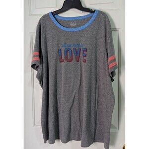 Lane Bryant ALL WE NEED IS LOVE Graphic T-Shirt Womens Plus 26 28 Heather Gray